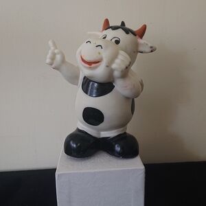 Playful Cow Figurine - Black and White